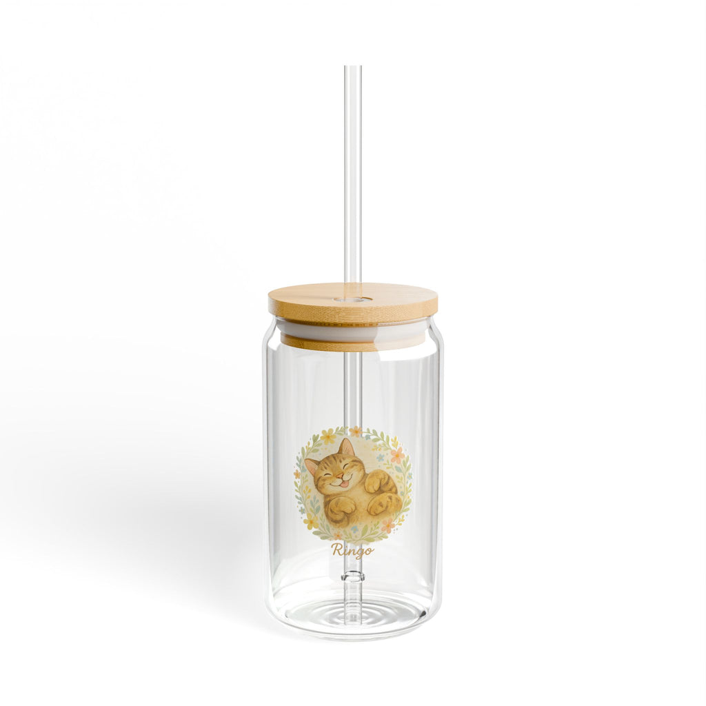 Cute Sipper Glass, Pet Lover Gift, BPA free, Summer Hydration, Inspirational Home Decor