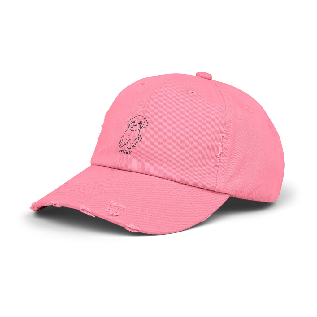 Custom Distressed Hat, 100% Cotton Twill, Adjustable Fit