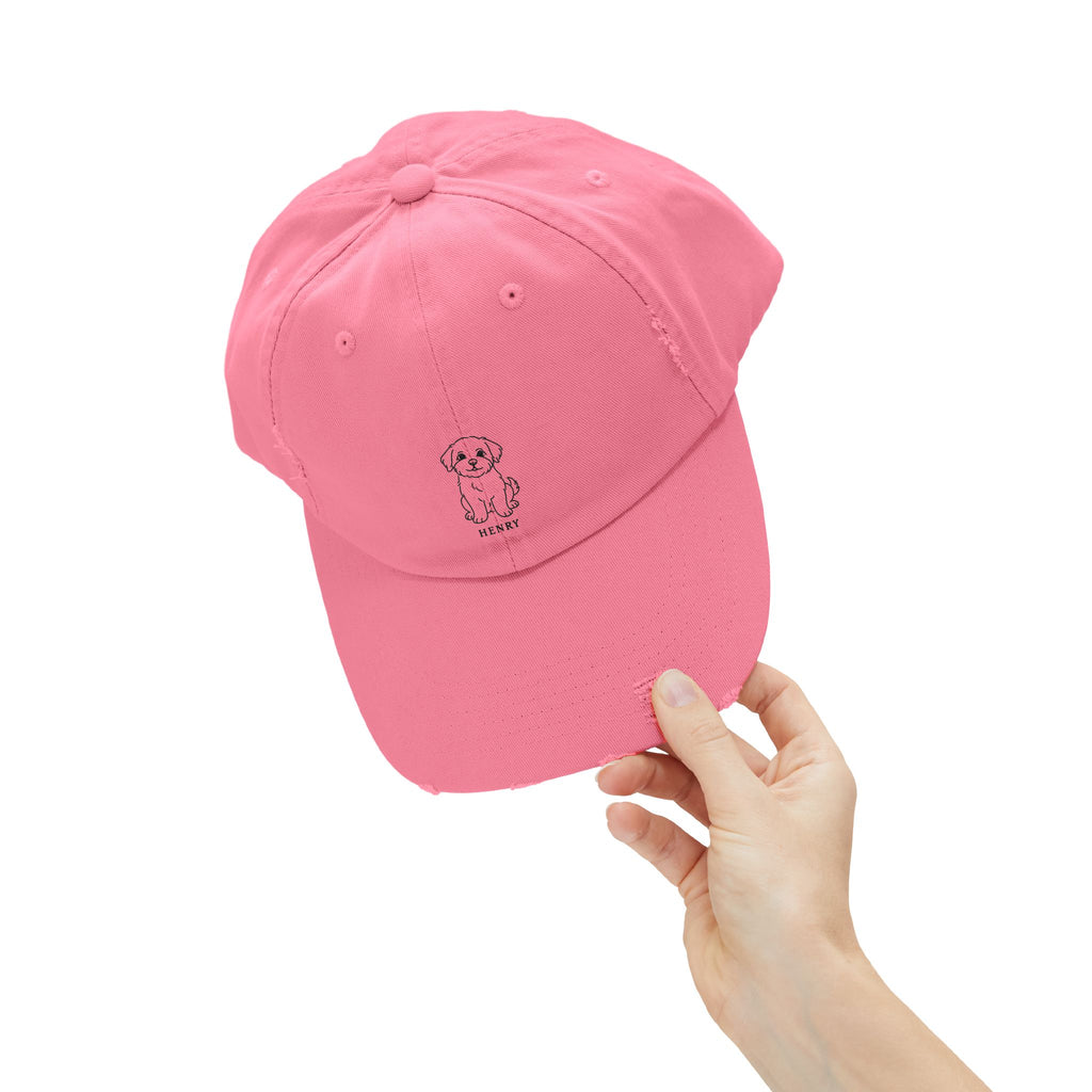 Custom Distressed Hat, 100% Cotton Twill, Adjustable Fit