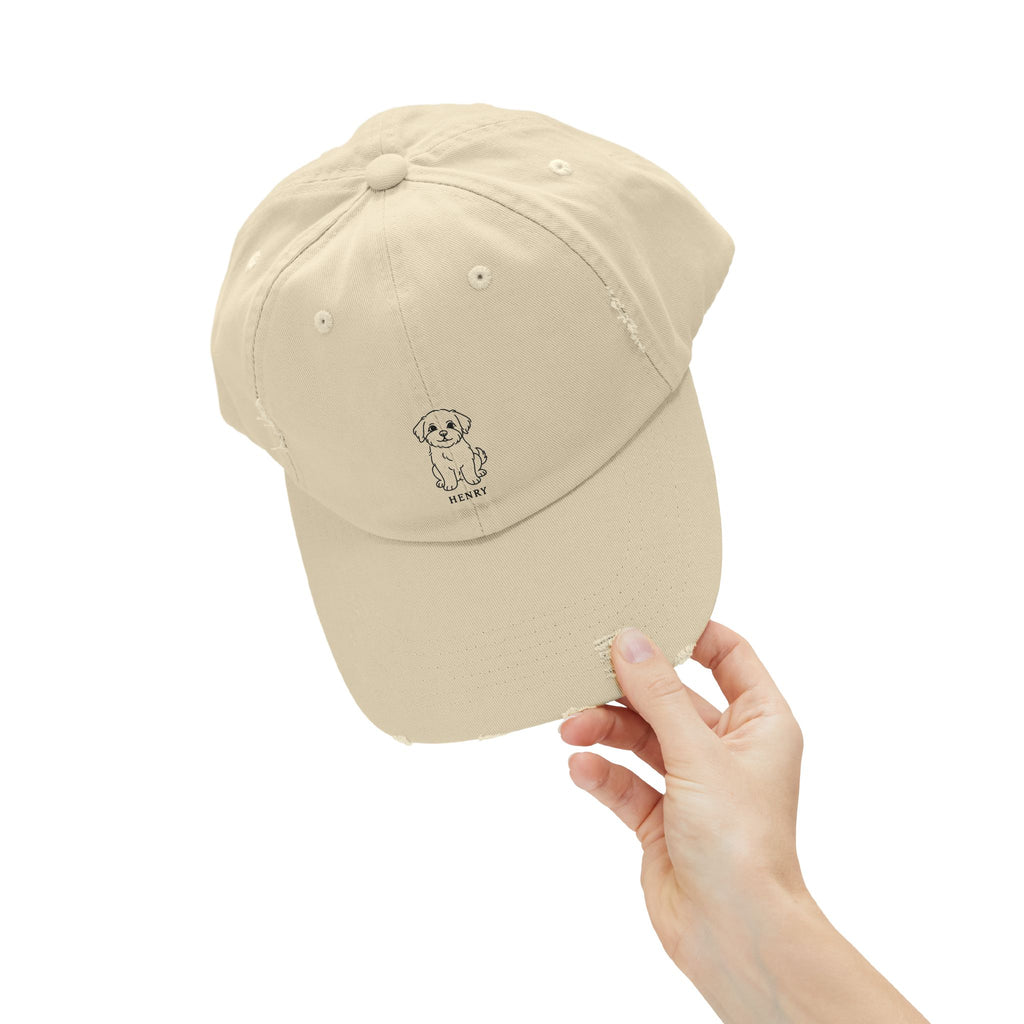 Custom Distressed Hat, 100% Cotton Twill, Adjustable Fit