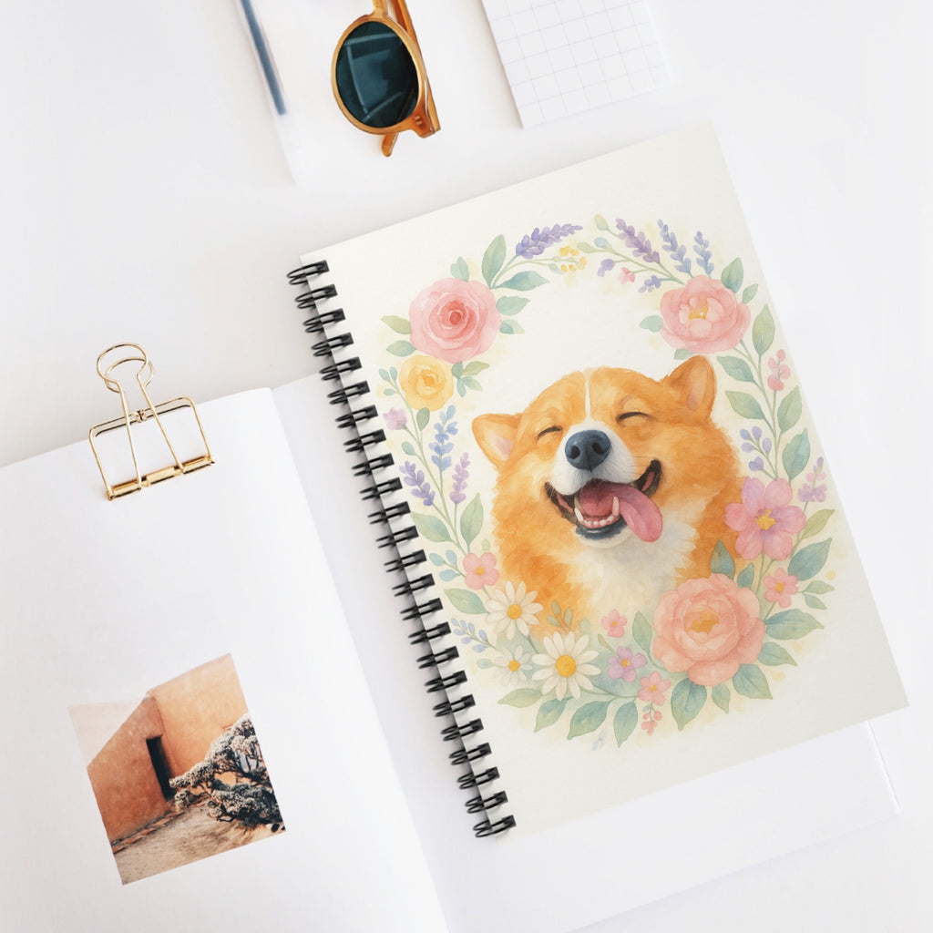 Floral Spiral Notebook - Happy Pet Journal, Pet Lover's Gift, Back to School, Cute Stationery, Birthday Present