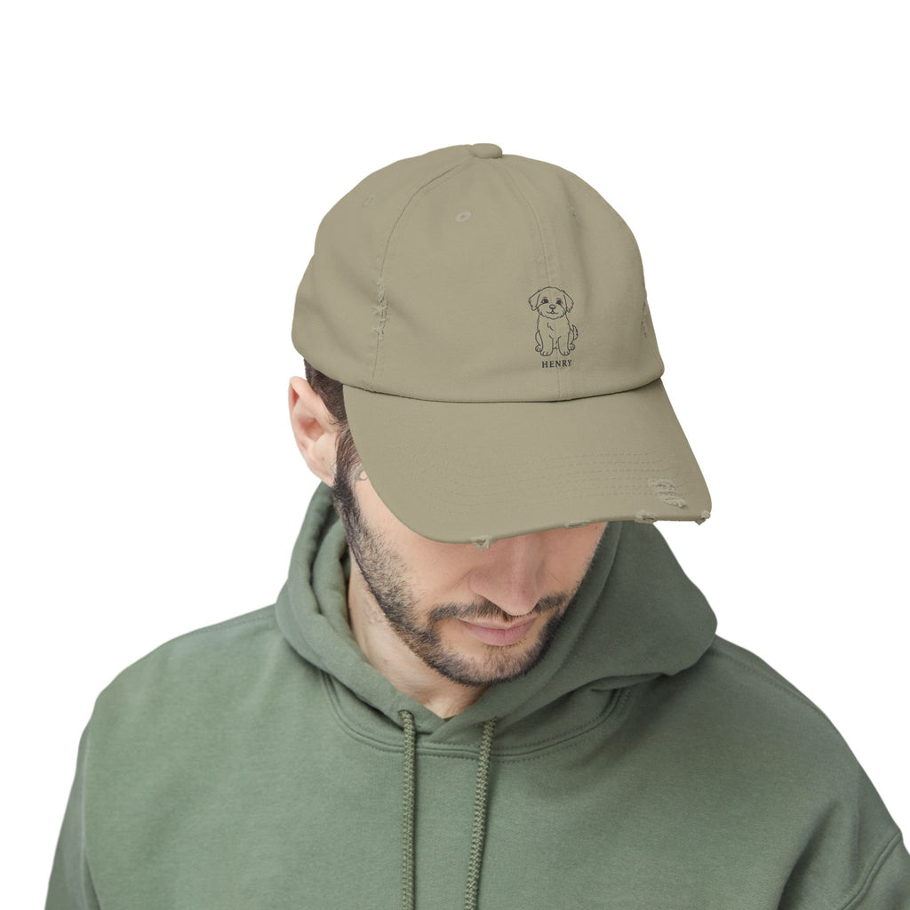 Custom Distressed Hat, 100% Cotton Twill, Adjustable Fit