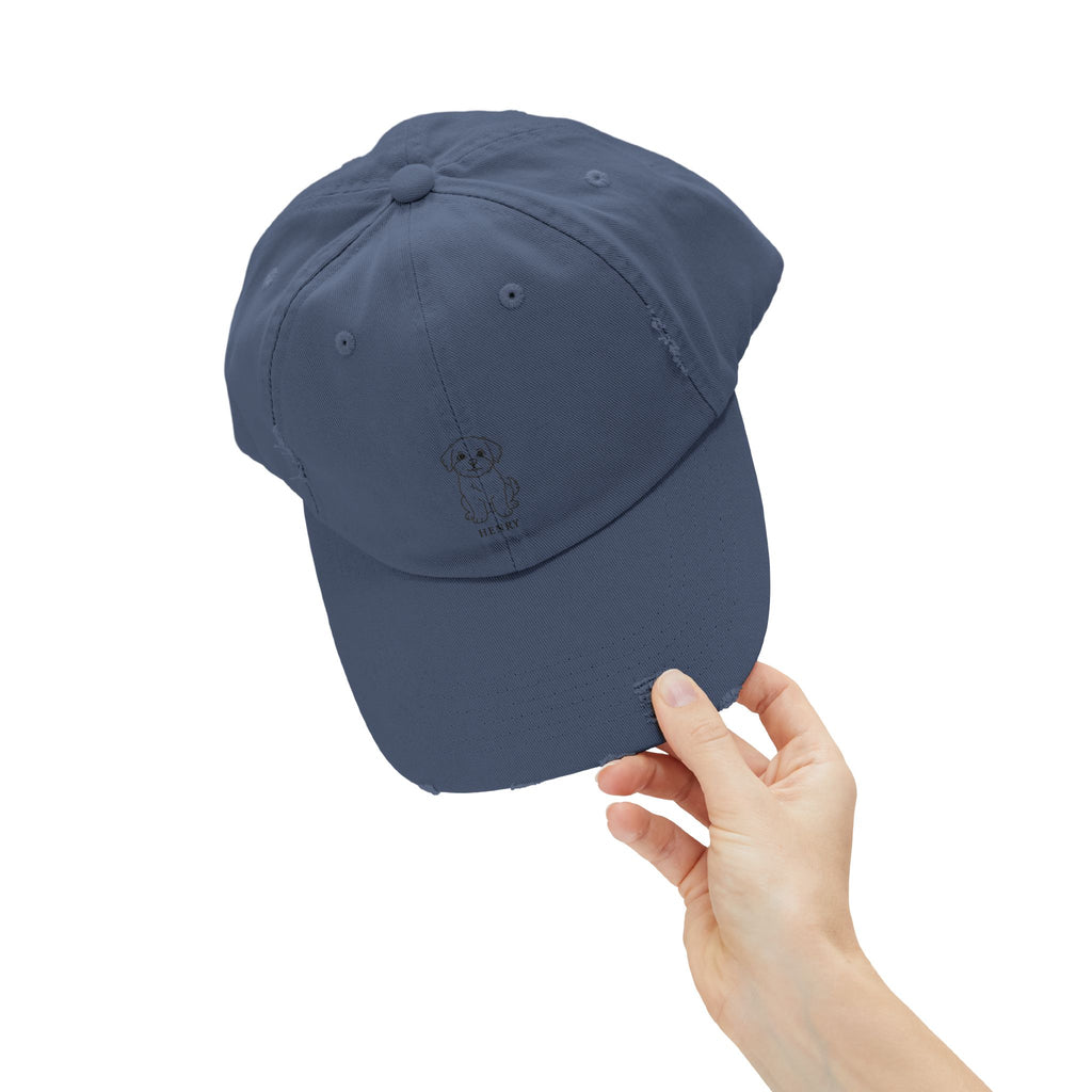 Custom Distressed Hat, 100% Cotton Twill, Adjustable Fit