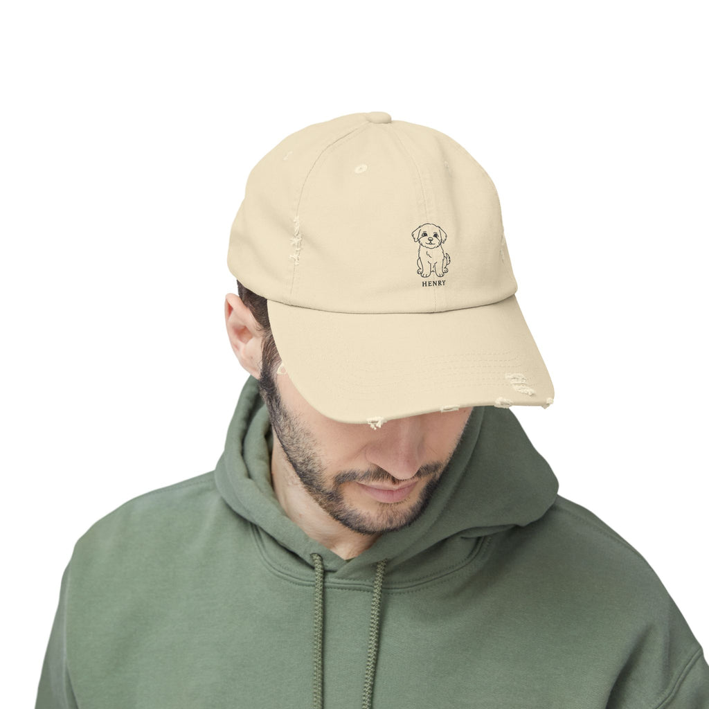 Custom Distressed Hat, 100% Cotton Twill, Adjustable Fit