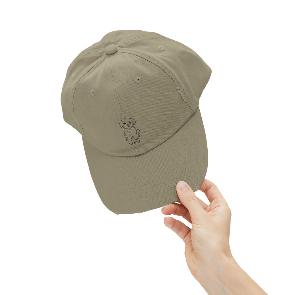 Custom Distressed Hat, 100% Cotton Twill, Adjustable Fit
