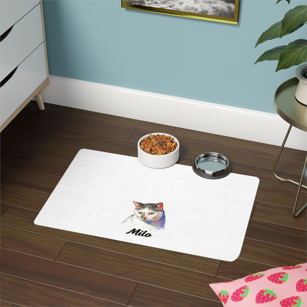 Personalized Cat Food Mat – Customizable Pet Feeding Station, Cute Pet Accessories, Cat Lover Gift, Durable Non-slip Washable Dish Mat